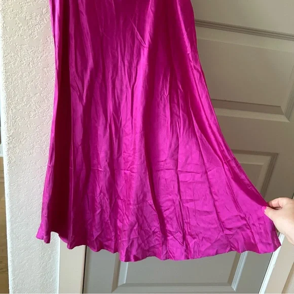 NWT Rag & Bone Jaci Satin Midi Dress Deep Pink - Picture 5 of 6